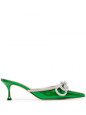 Полуотворени обувки с панделка Mach & Mach зелено