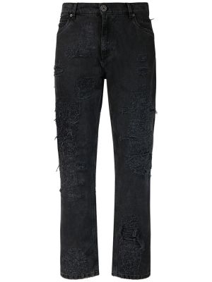 Straight fit džíny s oděrkami Balmain černé