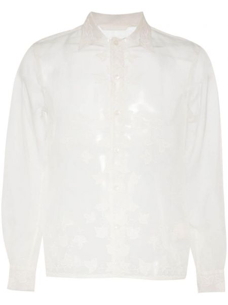 Копринена дълга риза Bode бяло