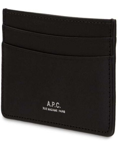 Кожено портмоне с принт A.p.c. черно
