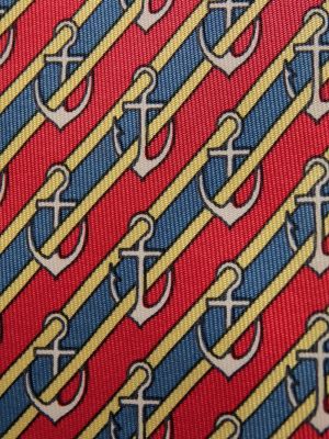 Corbata a rayas Hermès rojo