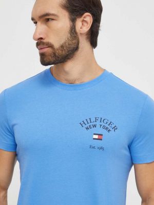 Тениска с дълъг ръкав с принт Tommy Hilfiger синьо