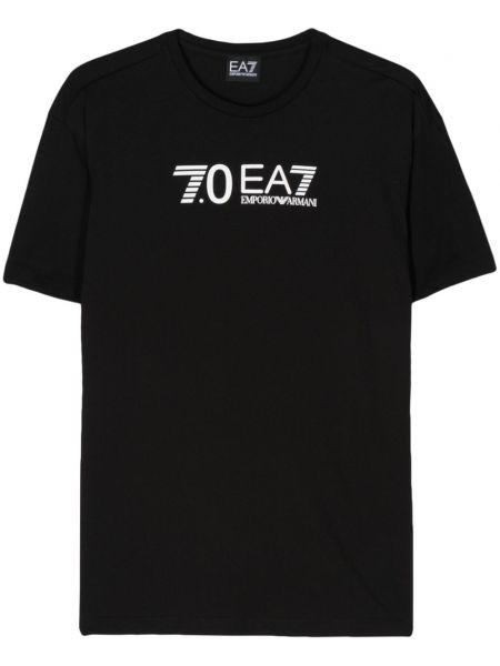 Kokvilnas t-krekls ar apdruku Ea7 Emporio Armani melns