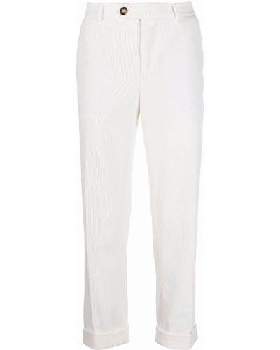 Pantalones rectos de pana Brunello Cucinelli blanco
