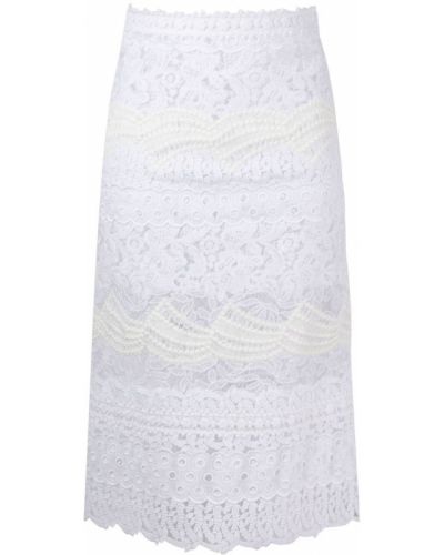 Falda de cintura alta de flores de encaje Ermanno Scervino blanco