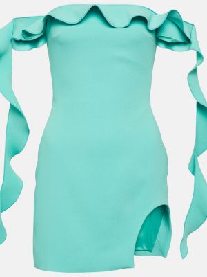 Платье мини с рюшами David Koma зеленое