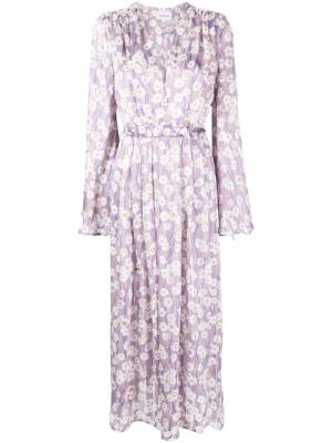 Midi obleka s cvetličnim vzorcem s potiskom Sabina Musayev vijolična