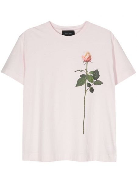 Bavlněné tričko s potiskem Simone Rocha růžové