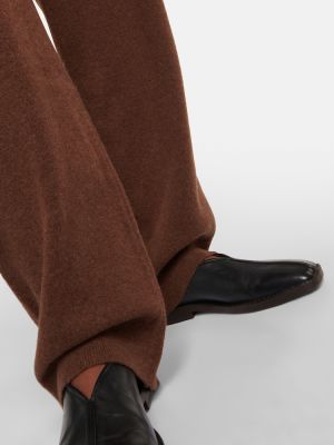 Volnene ravne hlače z visokim pasom Lemaire rjava