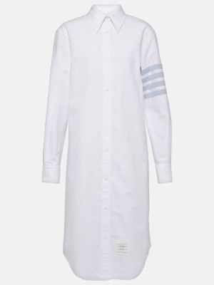 Памучна миди рокля Thom Browne бяло
