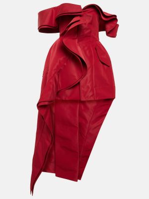Asimetrična midi haljina Alexander Mcqueen crvena
