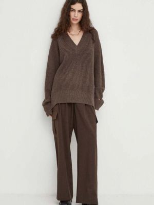 Sweter wełniany Herskind brązowy