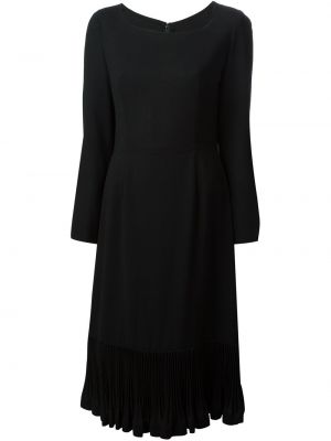 Vlněné dlouhé šaty na zip s dlouhými rukávy Lanvin Pre-owned - černá