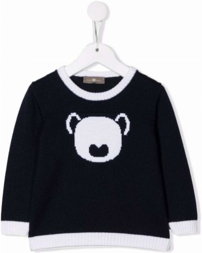 Maglione ricamata Little Bear blu