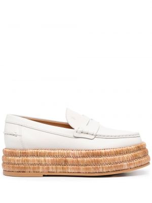 Pantofi loafer din piele cu platformă Tod's alb