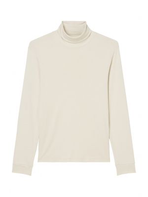 Jednofarebné bavlnené priliehavé tričko s dlhými rukávmi Marc O'polo - béžová