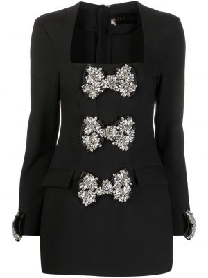 Коктейлна рокля с панделка с кристали Loulou черно