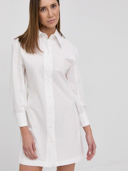 Jednobarevné bavlněné mini šaty Victoria Beckham - bílá