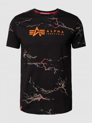 Koszulka z nadrukiem Alpha Industries czarna