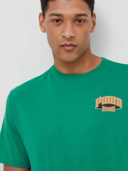 Pamučna majica Puma zelena