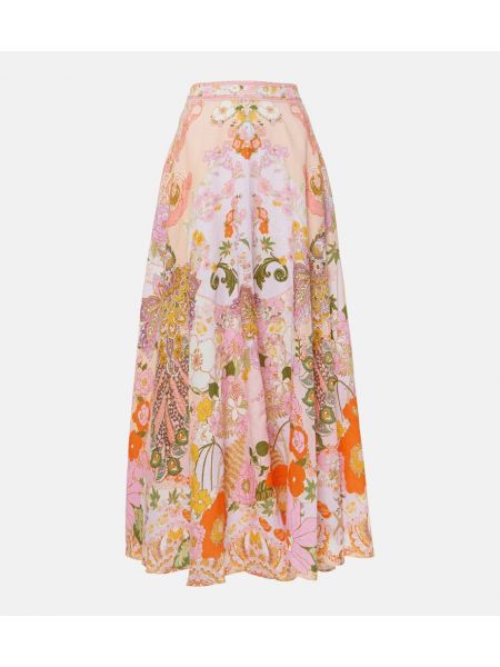 Lanena maksi suknja s cvjetnim printom Camilla