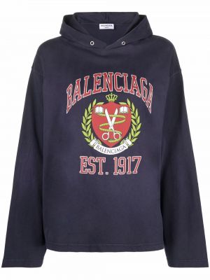 Trykt hettegenser Balenciaga blå