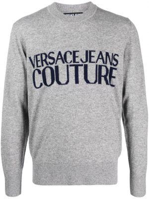 Sweter z okrągłym dekoltem Versace Jeans Couture szary