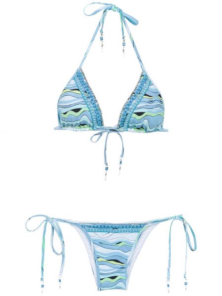 Bikini brodé Amir Slama bleu