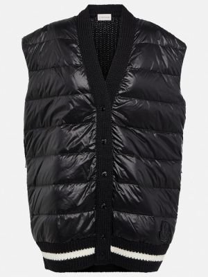 Vlnená prešívaná vesta Moncler čierna