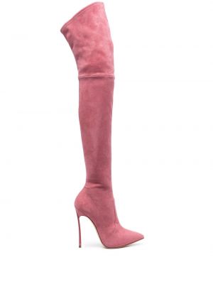 Gumene čizme od brušene kože Casadei ružičasta