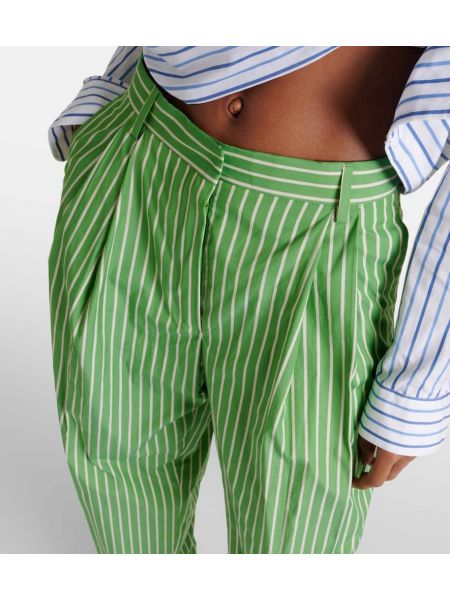 Pantalon droit en coton à rayures Dries Van Noten vert