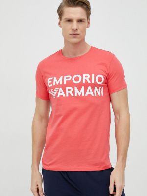 Пижама с принт с къс ръкав Emporio Armani Underwear червено