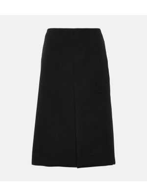 Vlněné midi sukně s nízkým pasem Gucci černé