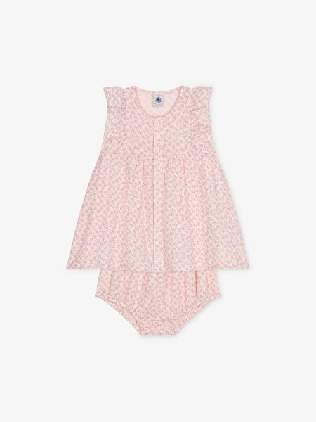 Платье с коротким рукавом Petit Bateau розовое