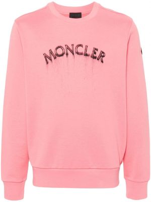 Βαμβακερός φούτερ με κέντημα Moncler ροζ