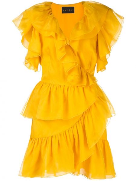 Mini vestido con volantes Dundas amarillo