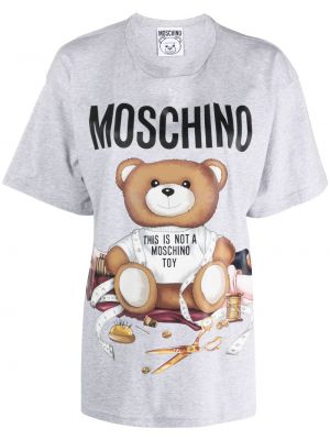 Bavlnené tričko Moschino sivá