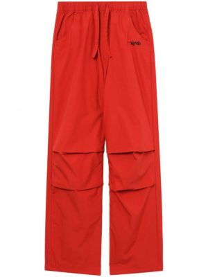 Pantaloni cu picior drept din bumbac plisate Izzue roșu