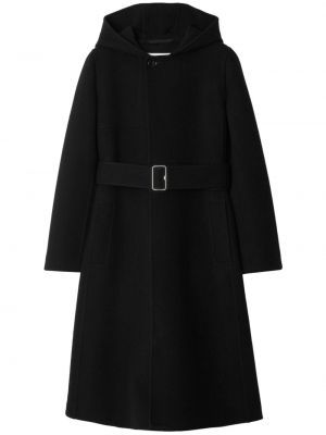 Kašmírový vlnený kabát s kapucňou Burberry čierna