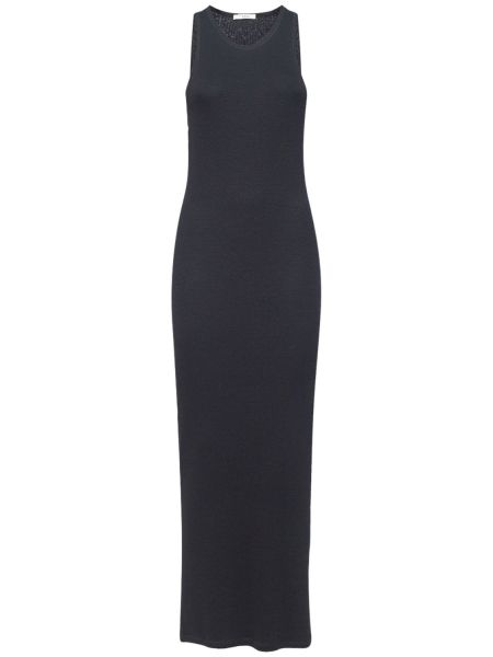 Vestido largo de viscosa de tela jersey The Row negro