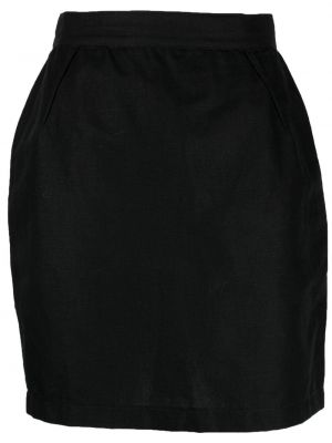 Lněné mini sukně s vysokým pasem na zip Thierry Mugler Pre-owned - černá