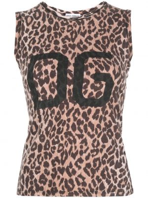 Leopardí top bez rukávů s potiskem Dolce & Gabbana Pre-owned