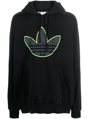 Pamučna hoodie s kapuljačom Adidas crna