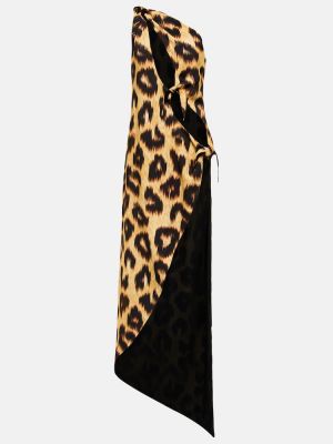 Dlouhé šaty s potlačou s leopardím vzorom The Attico hnedá