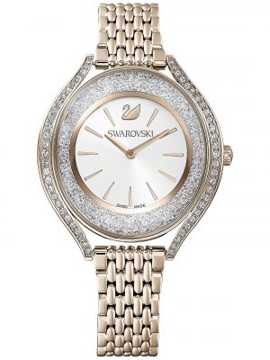 Женские швейцарские часы Crystalline Aura с золотистым браслетом из нержавеющей стали с PVD-покрытием, 35 ​​мм Swarovski, серебро