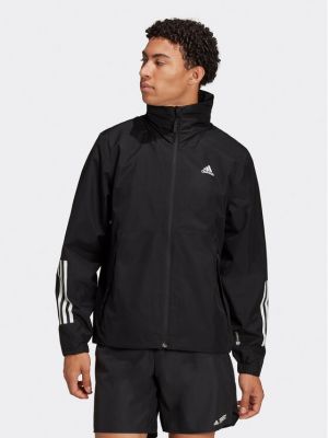 Prugasta prijelazna jakna Adidas crna