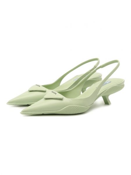 Кожаные туфли Prada зеленые