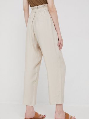 Jednobarevné kalhoty s vysokým pasem Sisley béžové