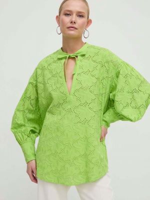 Хлопковая блузка Silvian Heach зеленая