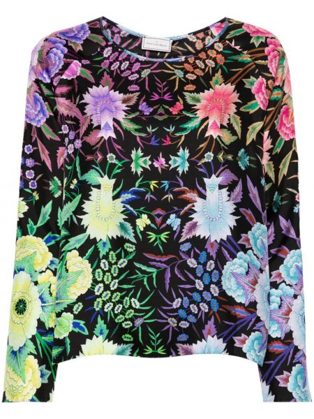 Svilena bluza s cvjetnim printom s printom Pierre-louis Mascia crna
